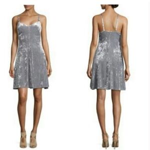 Calvin Klein crushed velvet silver Mini Dress in Size 8 NWT